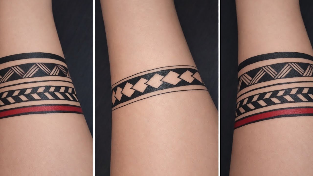 Minimal Band Tattoo Design | Geometric Arm Band Tattoo Ideas | Black Ink Tattoo