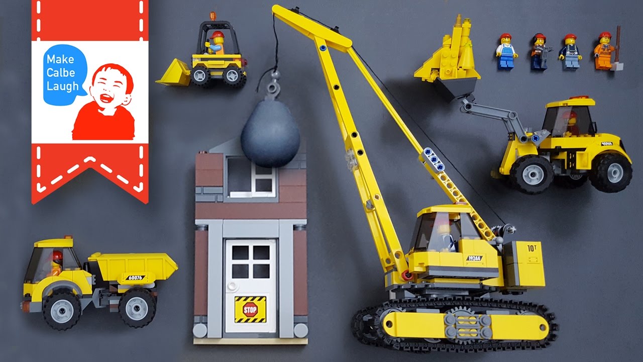 Lego construction vehicles reviews with Demolition crane Dump truck Excavator