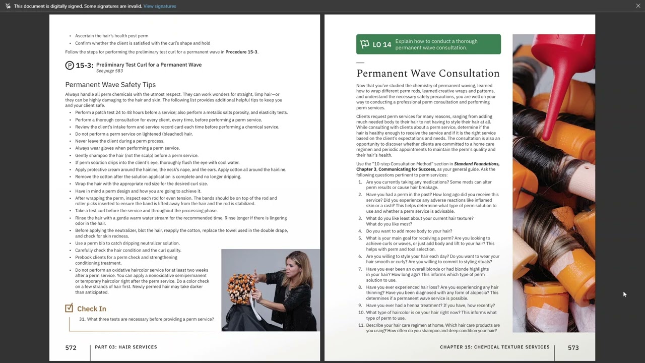 Milady Cosmetology Ch 15 Pages 571-575 Chemical Texture Services