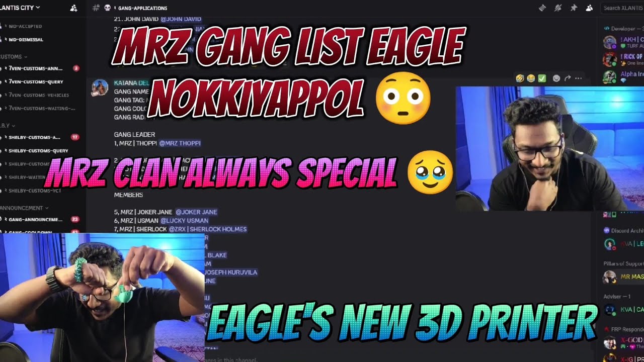 MRZ GANG LIST EAGLE NOKKIYAPPOL 😳 ADIPOLI LINE UP 😐 EAGLE NTE PUTHIYA 3D PRINTER 🖨️ #eaglegaming 