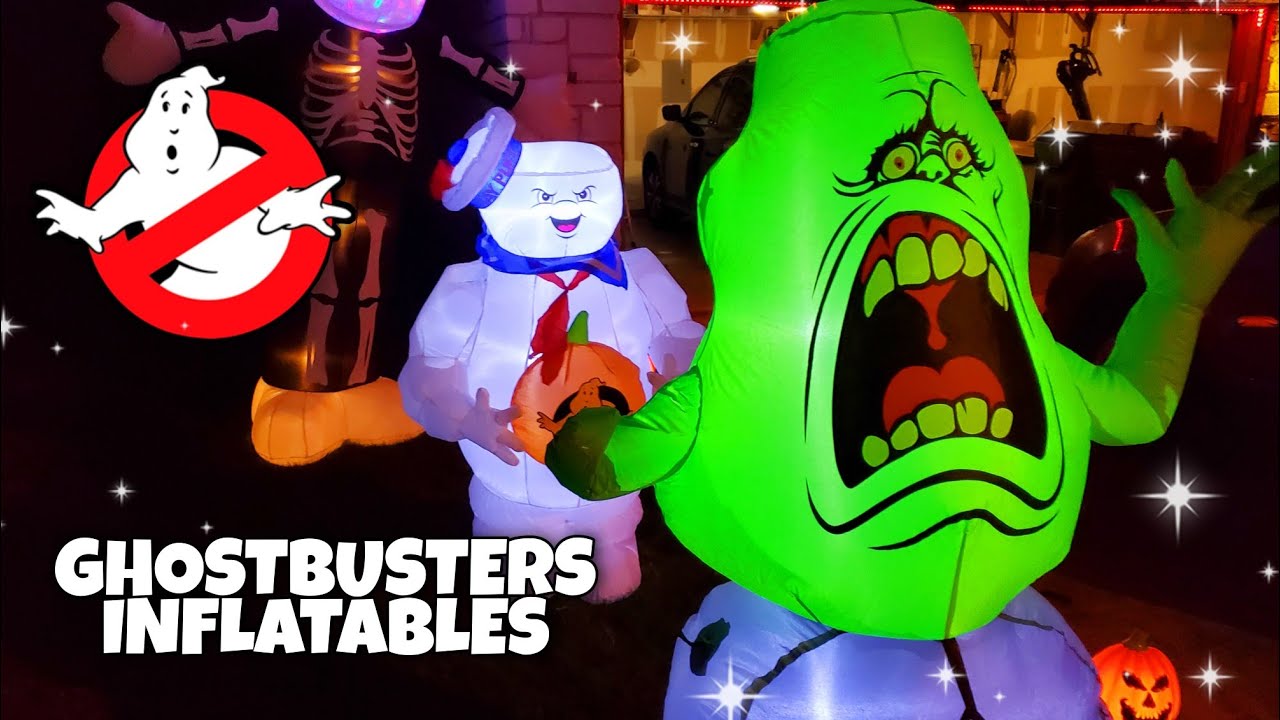 Ghostbusters Halloween INFLATABLES Walmart Blow Ups Stay Puft Marshmellow Man Slimer