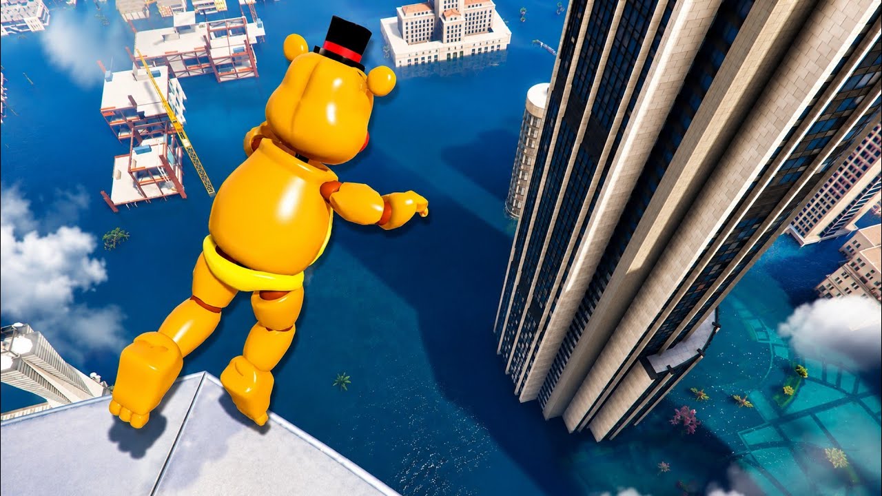 Той Фредди в GTA 5: Безумные Рэгдоллы [Затопленный Лос-Сантос | FNAF Аниматроники] - Серия 2