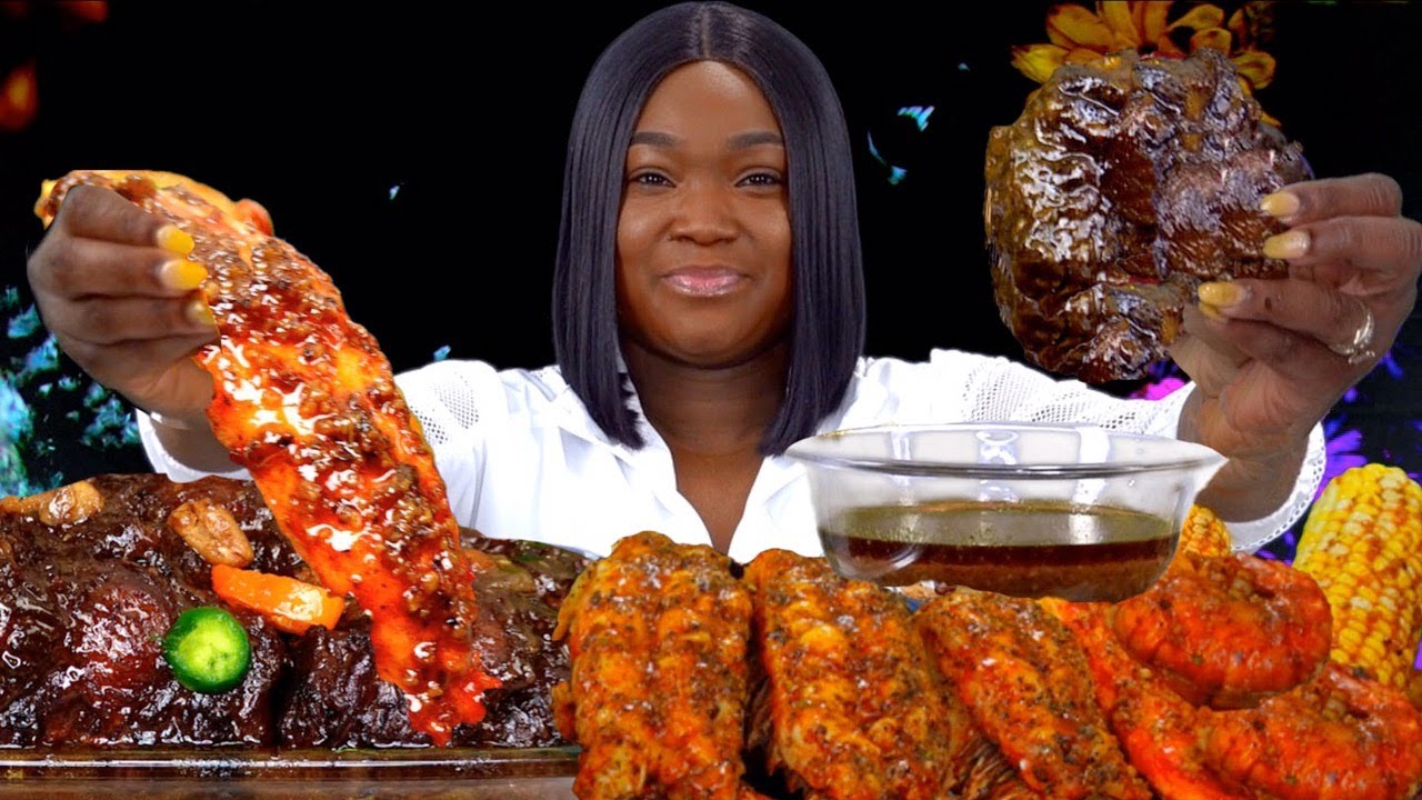 JUICY KING CRAB  LEGS SEAFOOD  BOIL MUKBANG  | OXTAILS STEW  | DESHELLED SEAFOOD | @Kimbatiss Sauce