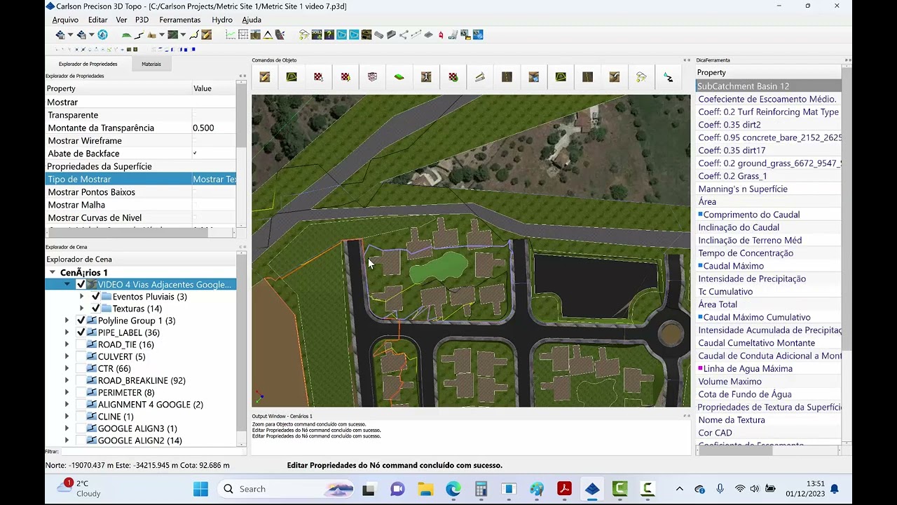 Carlson P3D Hydro - Tutorial 7 - Retificar e Localizar Bacia Hidrografia a Area de Estudo