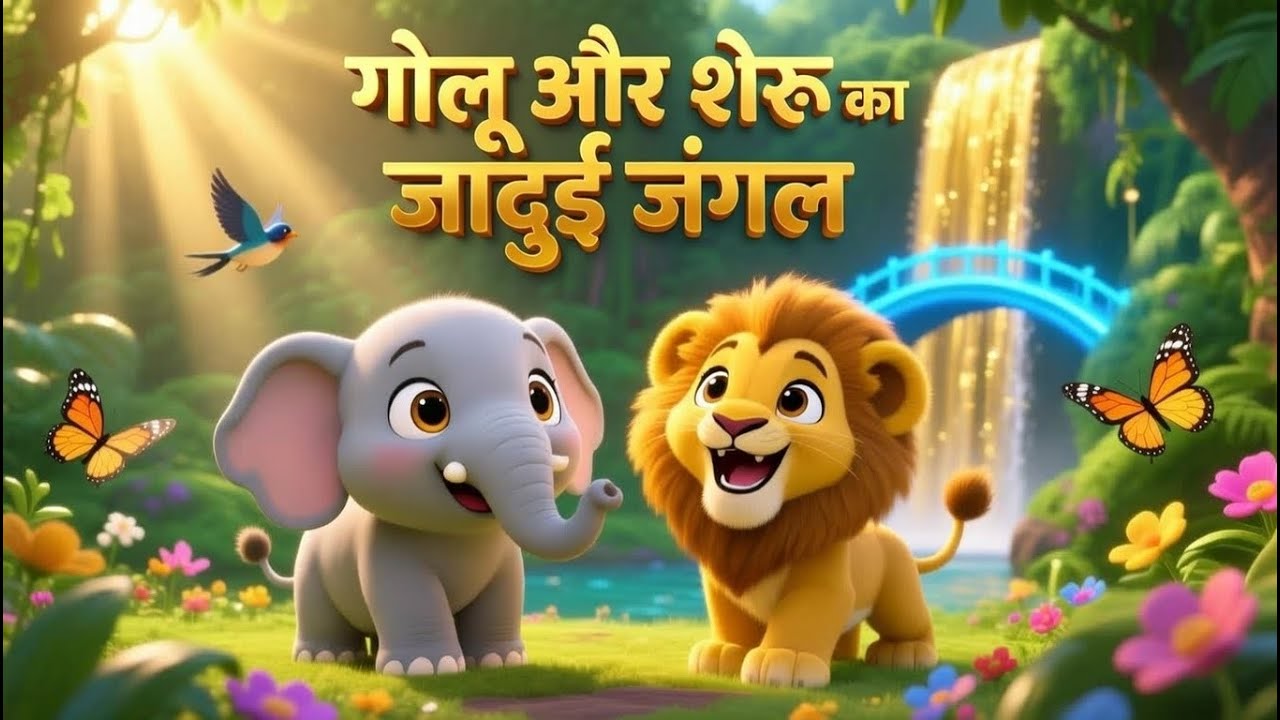 गोलू और शेरू का जादुई जंगल 🌳🦁| Hindi Moral Story for Kids | Bedtime Story | Cartoon