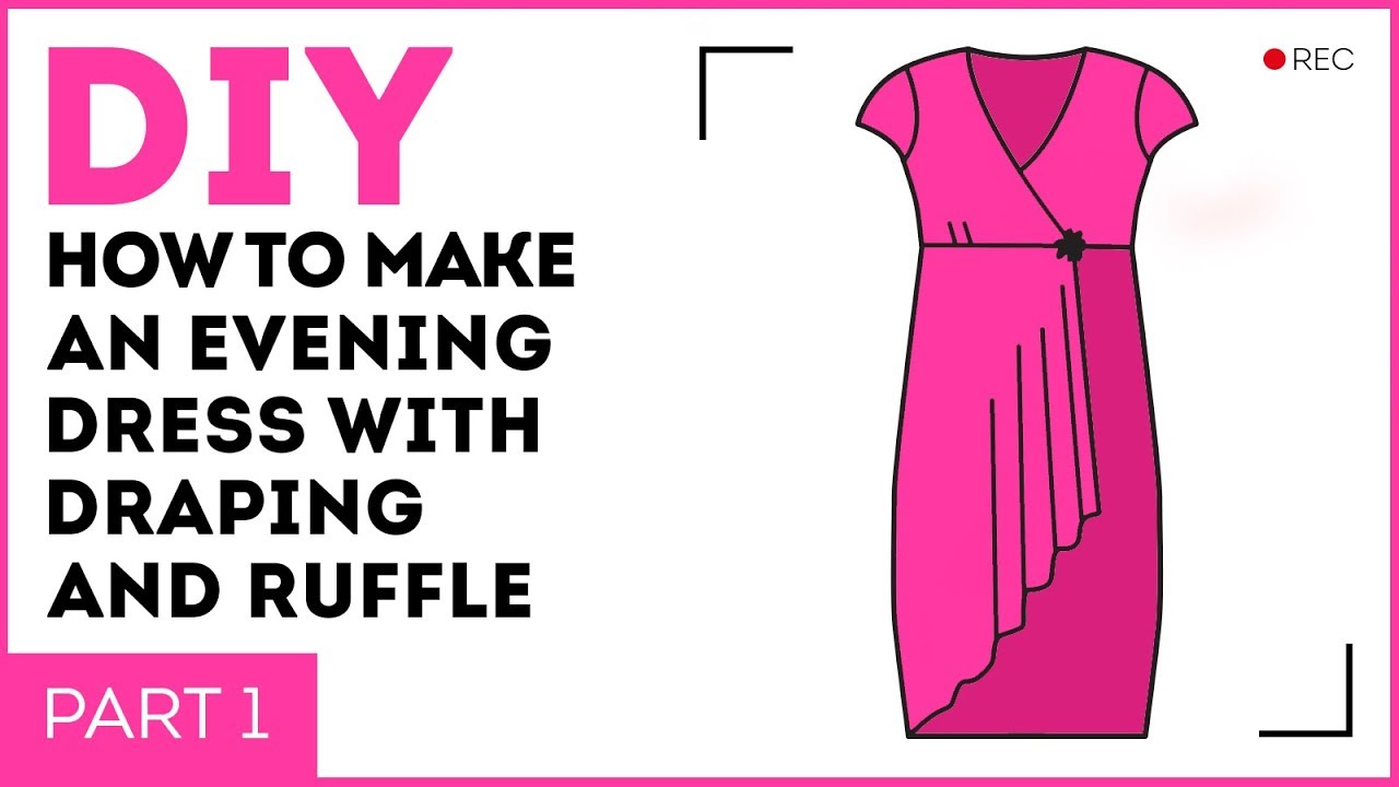 DIY: How to make an evening dress with draping and ruffle. Making a festive dress. Part 1.