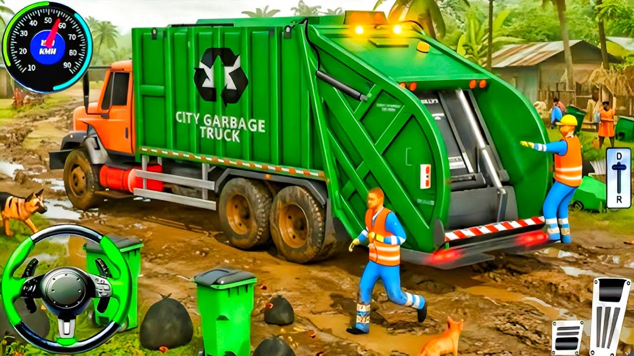 Garbage Trash Truck Realistic Simulator 3D - City Road Garbage Dumper Truck Driver Android Gameplay👑