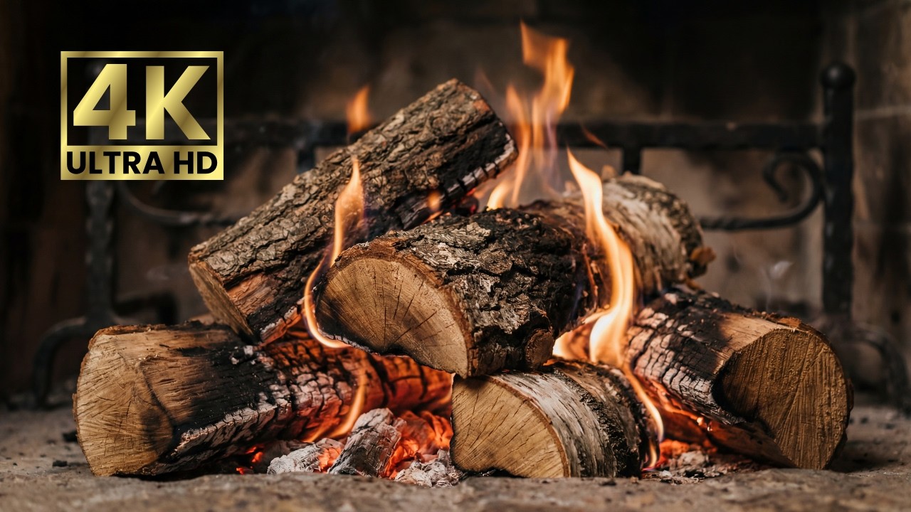 Burning fireplace close up 🔥 calming fire sounds for sleep 1 hour