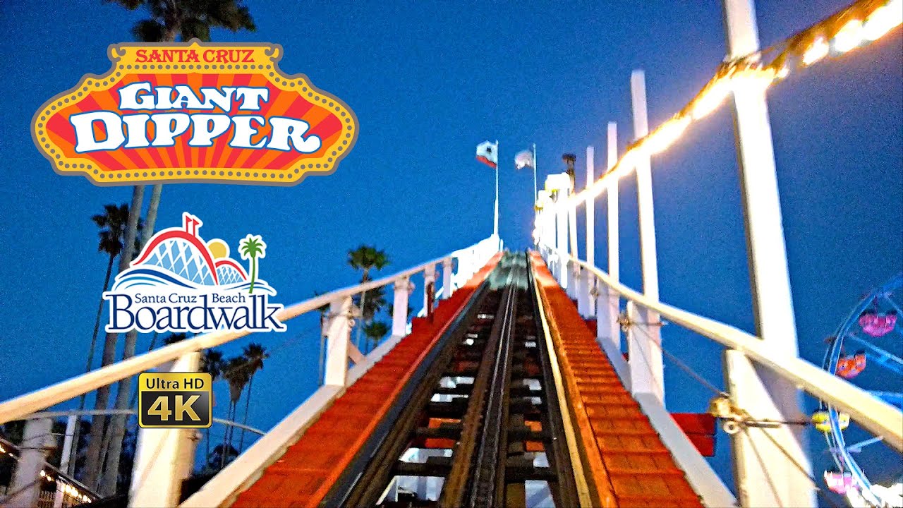 2024 Giant Dipper at Night On Ride Front Seat 4K POV Santa Cruz Beach Boardwalk