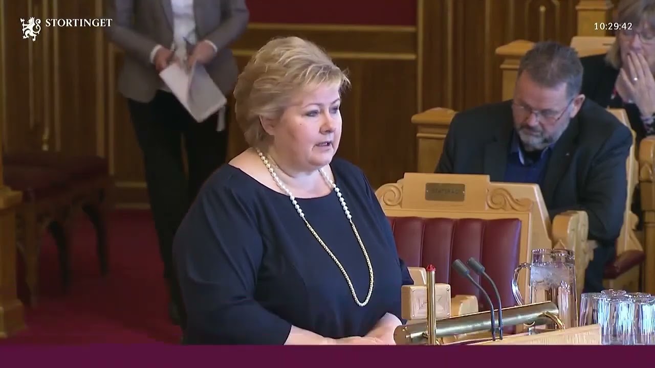 21.03.2018 Spørretime 4 Erna Solberg svarer Trygve Slagsvold Vedum