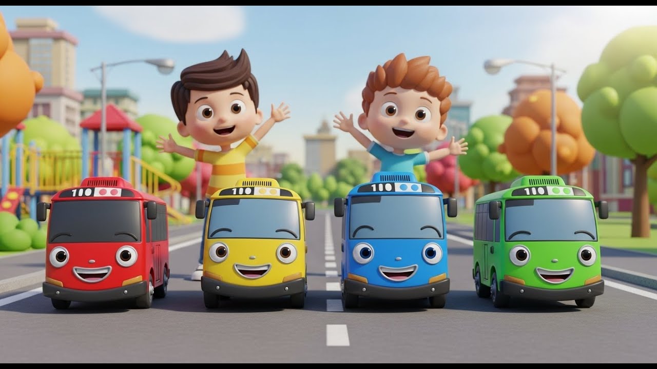 Four Little Toy Buses Beep Beep Beep 🚌 | Nursery Rhymes and Kids Songs