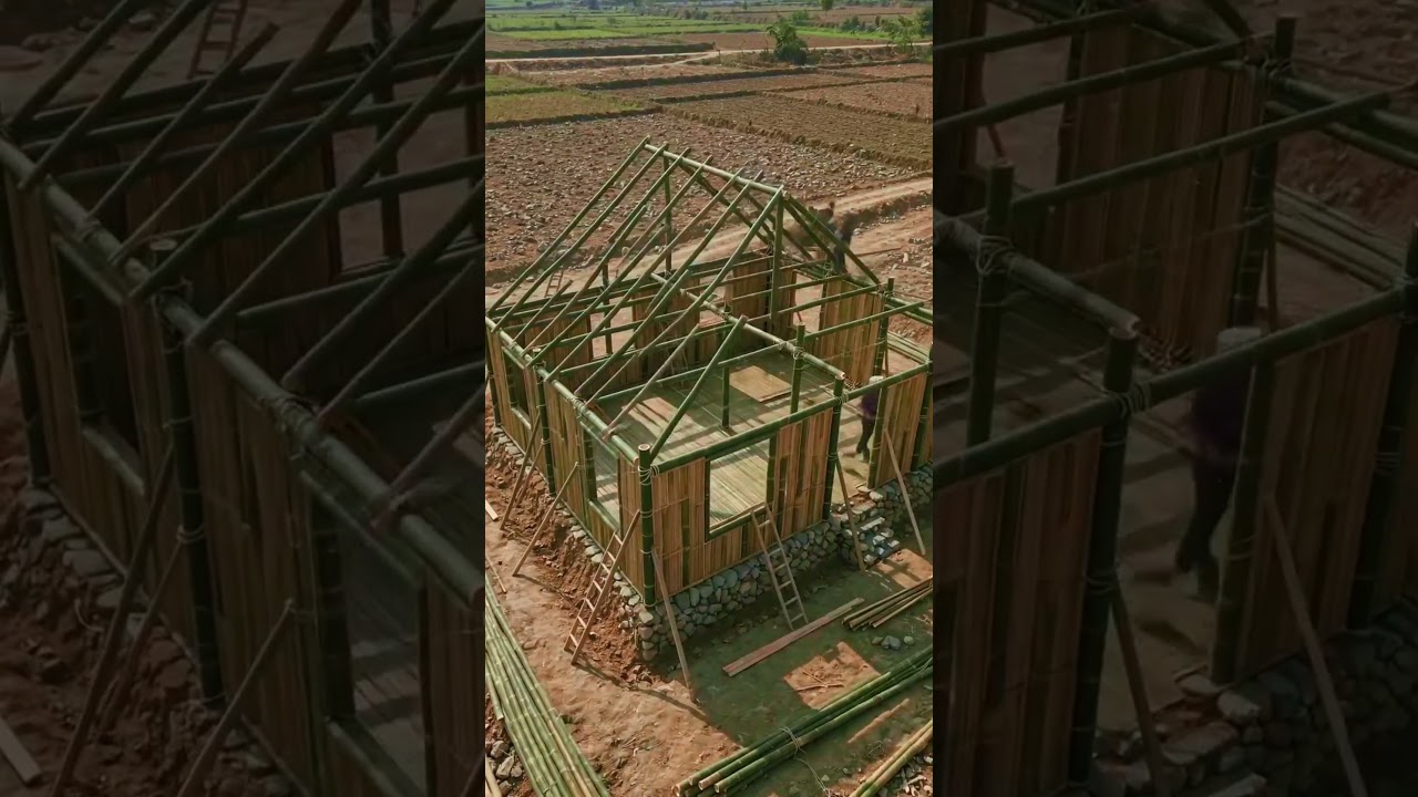 Bamboo Farmhouse Build 🔥 From Ground to Cozy Luxury Home #NatureDesign #LuxuryLiving