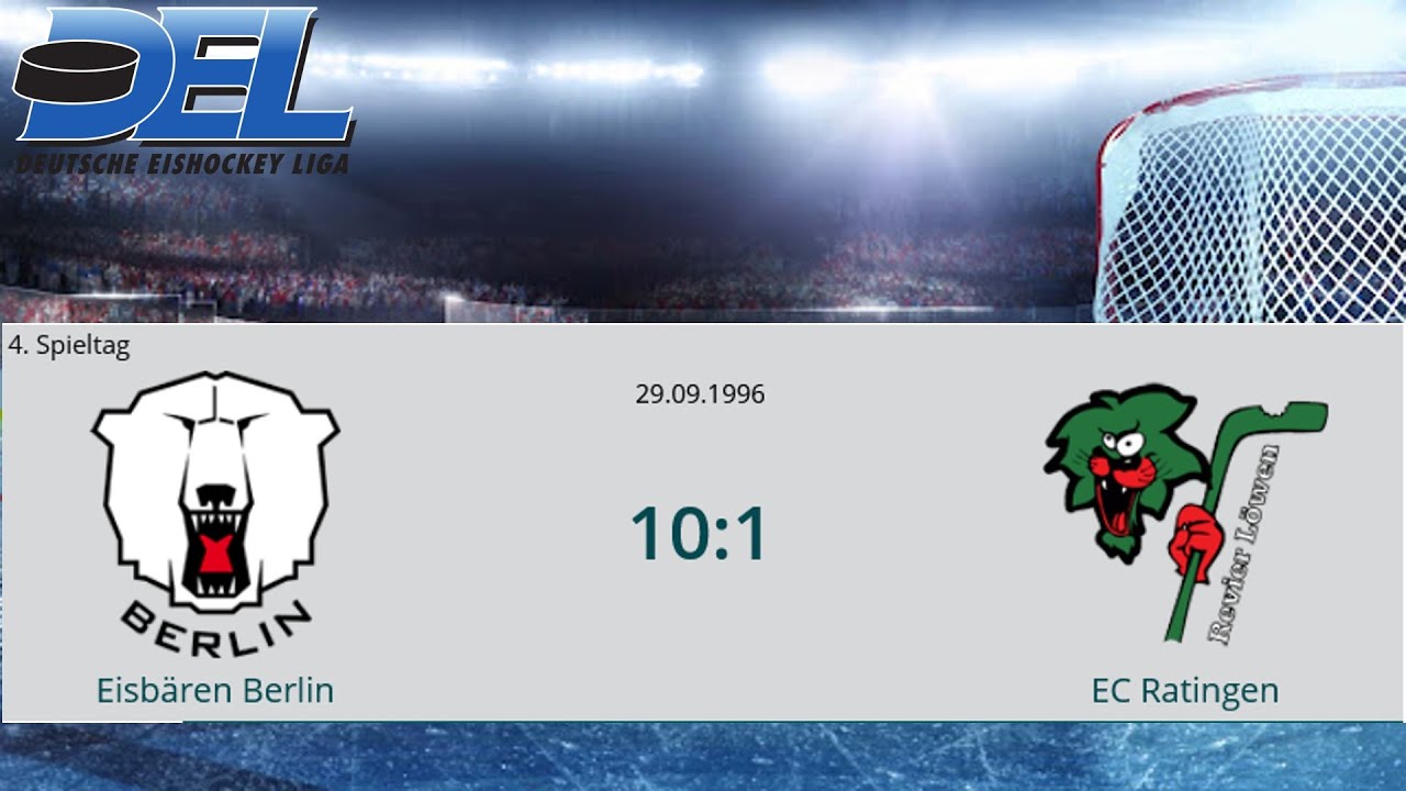 🏒 DEL 4. Spieltag der Saison 96/97: Eisbären Berlin vs EC Ratinger Löwen 10:01