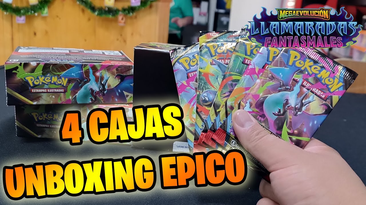 Abriendo CUATRO cajas de sobres de LLAMARADAS FANTASMALES (BR) | Pokemon TCG Phantasmal Flames