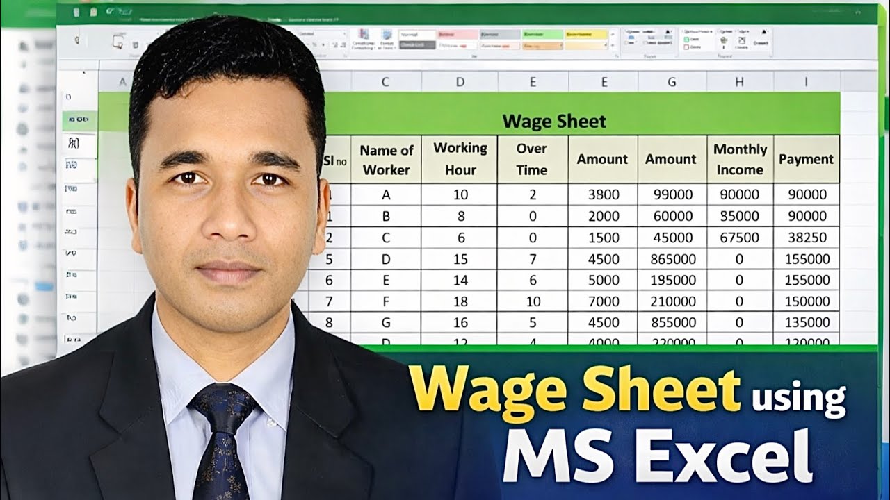 Preparing a Wage Sheet Using Microsoft Excel | মজুরি তালিকা তৈরি
