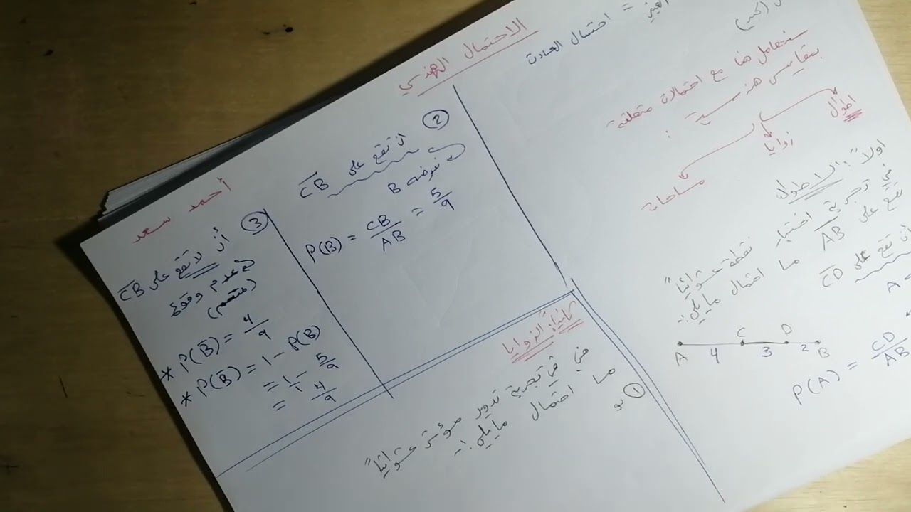 رياضيات تاسع الاحتمال الهندسي