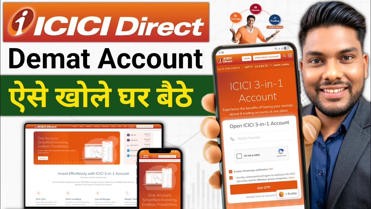 ICICI Direct Demat Account Opening Online Step by Step | ICICI Darect 3 in 1 Demat Account Opening