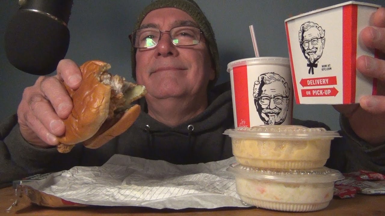 ASMR Eating the KFC Sandwich Box Meal