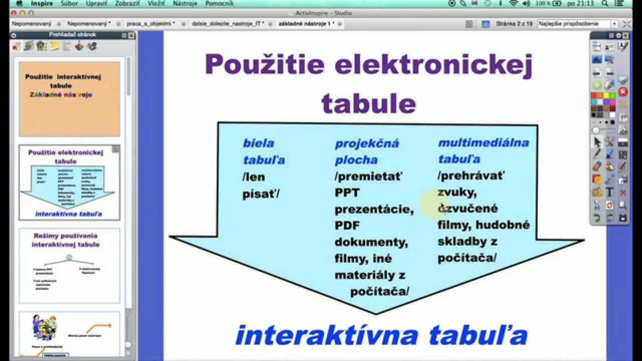 Interaktívna tabula - základné nástroje