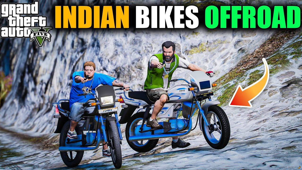 GTA 5 : TOP INDIAN BIKES HERO HONDA SPLENDOR EXTREME OFFROADING WITH JIMMY AND MICHAEL OMG!