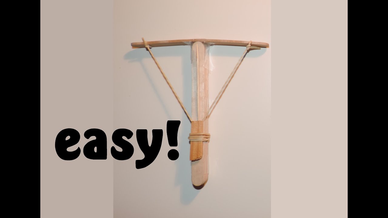 How To Make A Crossbow From Popsicle Sticks. (Full HD)