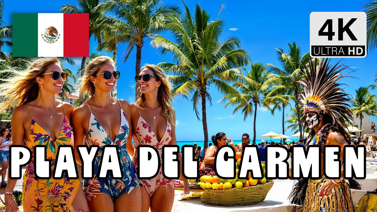 🇲🇽 Playa del Carmen Beach Walk | Sunset Stroll in Paradise 4K Mexico Walking Tour