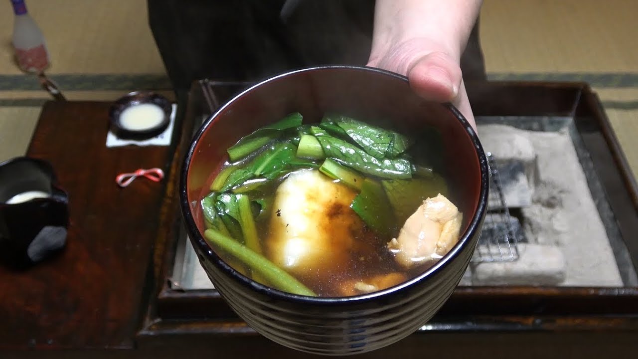 名取雑煮-ZONI (Rice cake soup)-Japanese food【江戸長火鉢　108杯目】