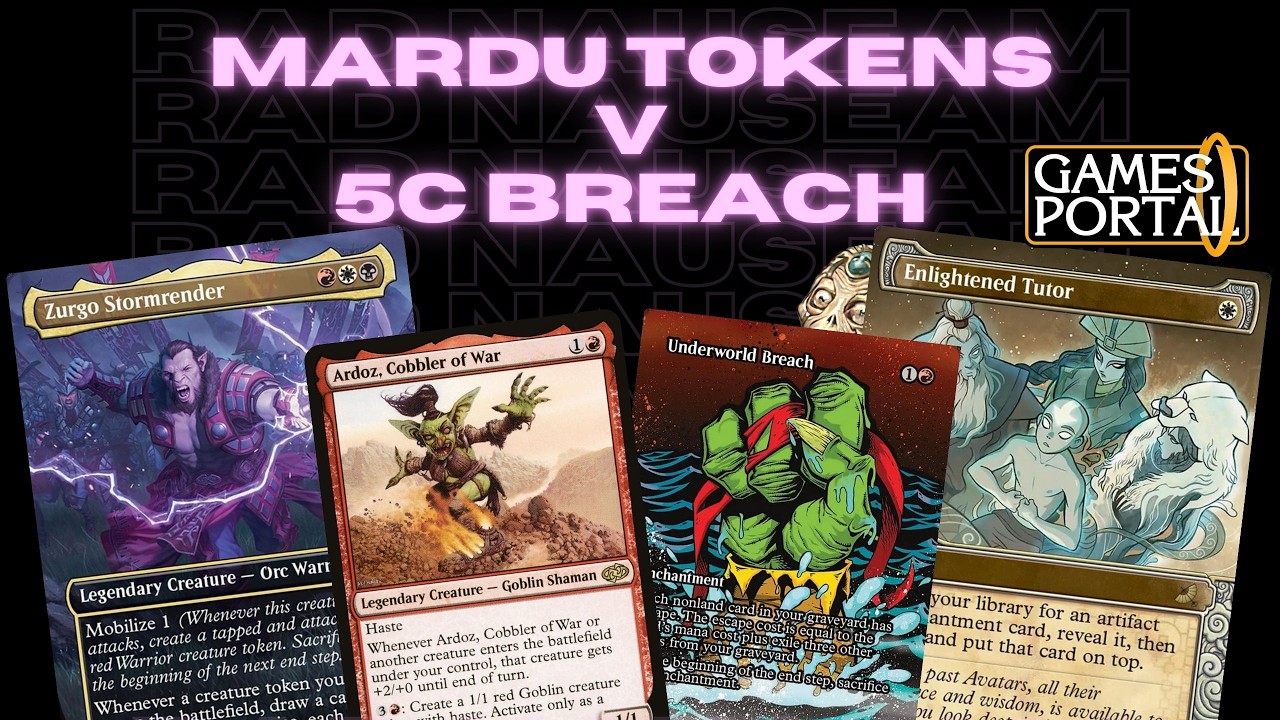 Mardu Tokens v 5c Breach  - LIVE MTG 7 Point Highlander Gameplay from Games Portal