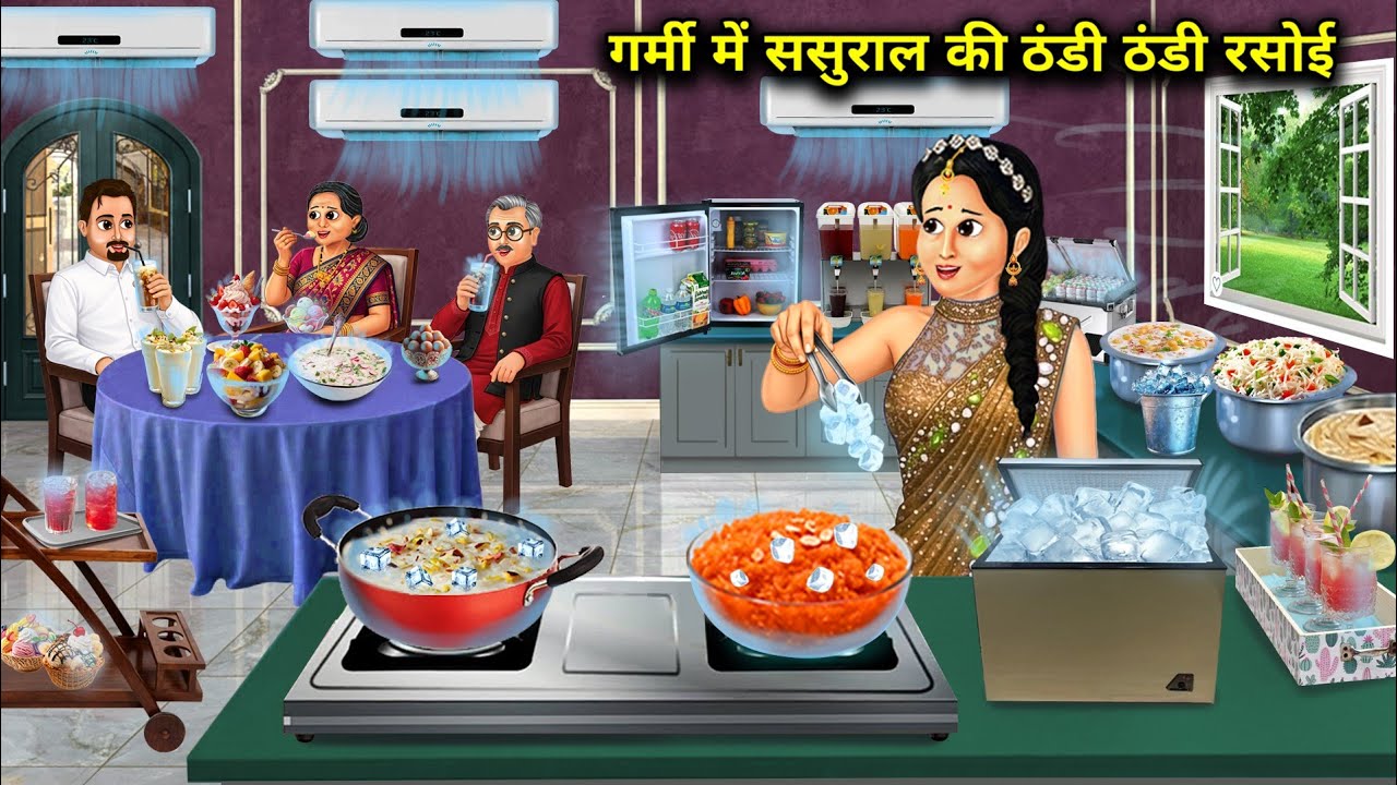 गर्मी में ससुराल की ठंडी ठंडी रसोई | The cool, refreshing kitchen at my in-laws' | Cartoon Video