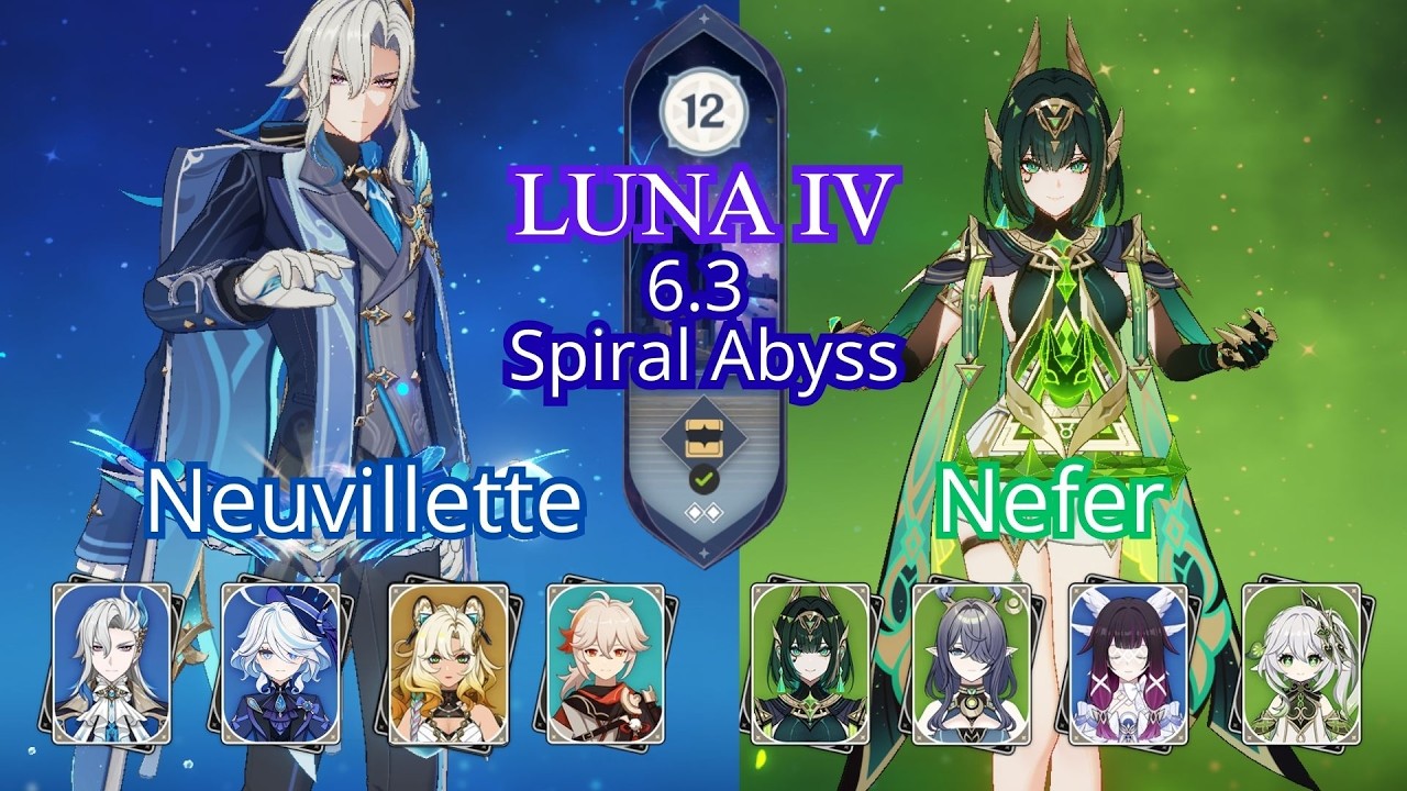 Neuvilette & Nefer Premium Team - Genshin Impact Luna IV 6.3 Spiral Abbys