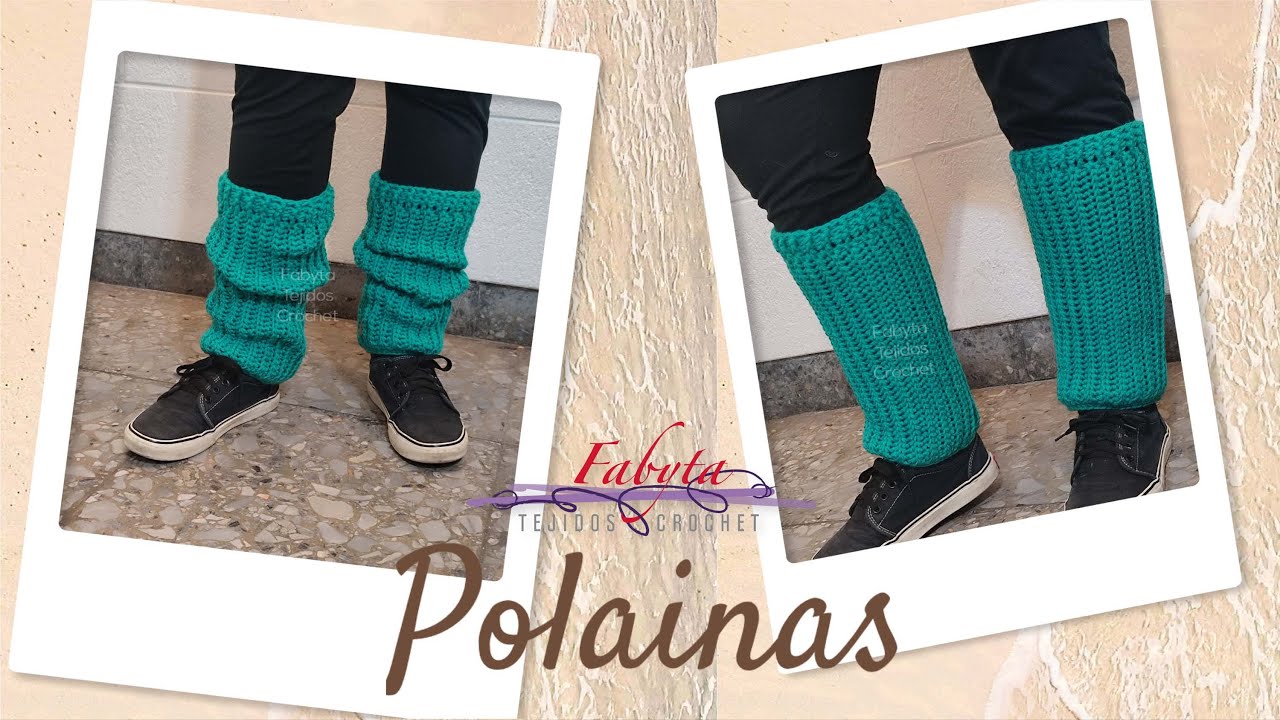 Polainas faciles, en punto enano con lazada, que parece un elastico de tricot pero es crochet