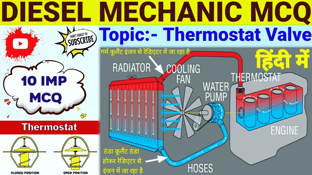Diesel Mechanic Objective Questions In Hindi | Topic:- Thermostat Valve  