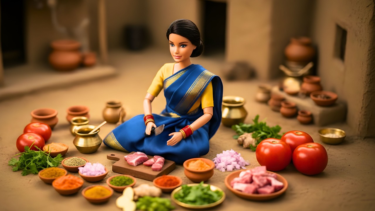 Miniature Doll Cooks Lamb Biryani || Indian Doll Cooking ASMR