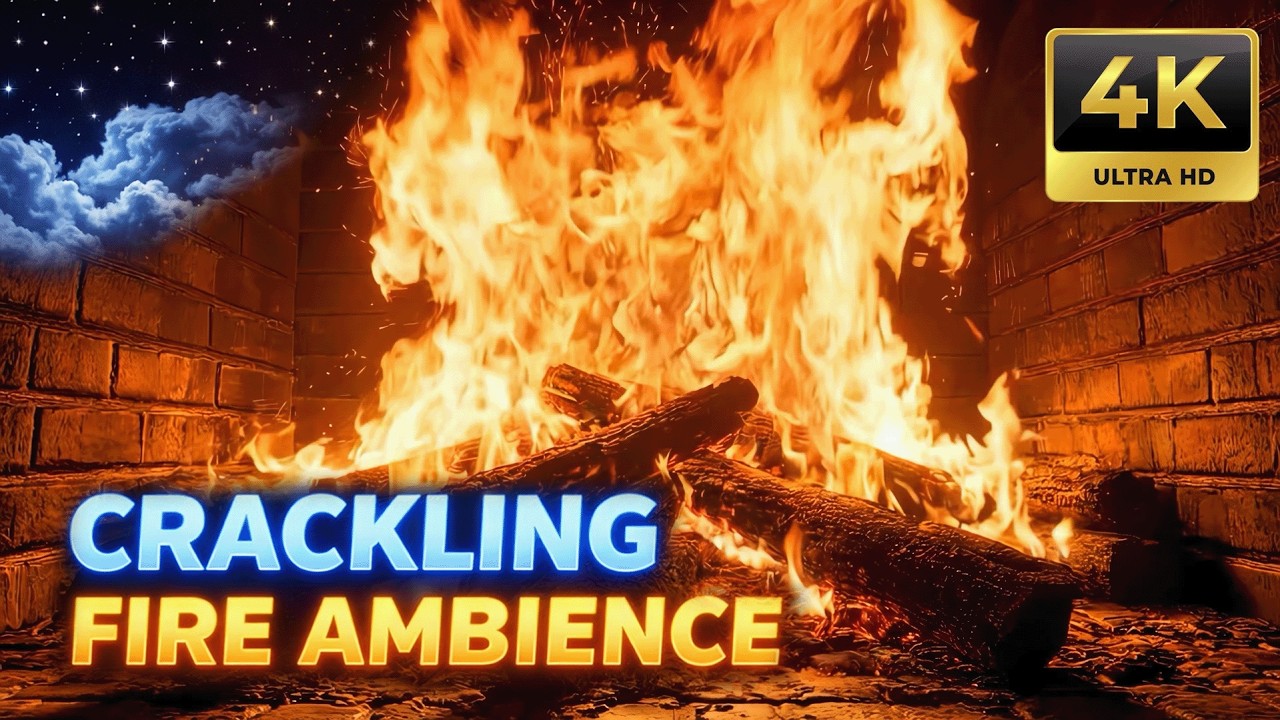 Fireplace 4K UHD 🔥 3 Hours Crackling Fire Ambience