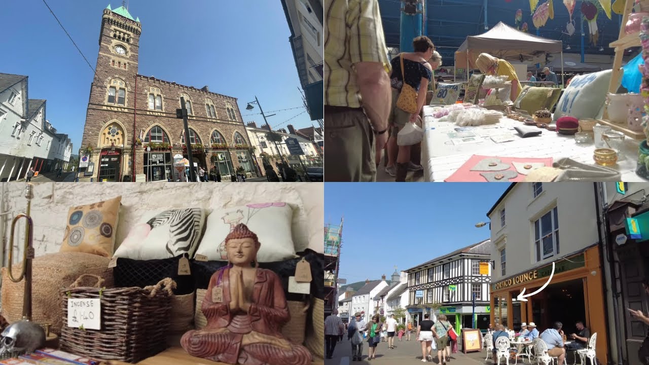 4K walking tour of Abergavenny market town