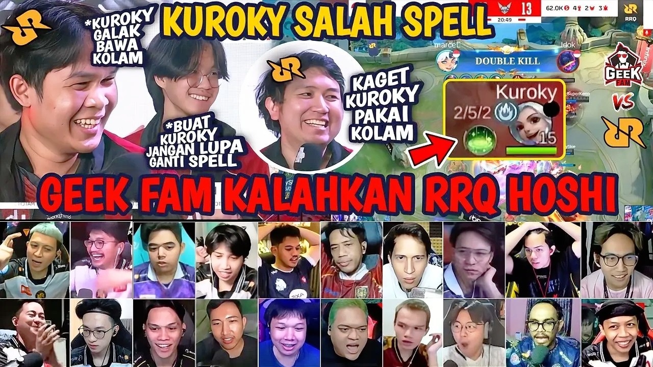KOCAK! FULL TAUNTING KUROKY SALAH SPELL |  REAKSI STREAMER RRQ HOSHI VS GEEK FAM MPL ID S17