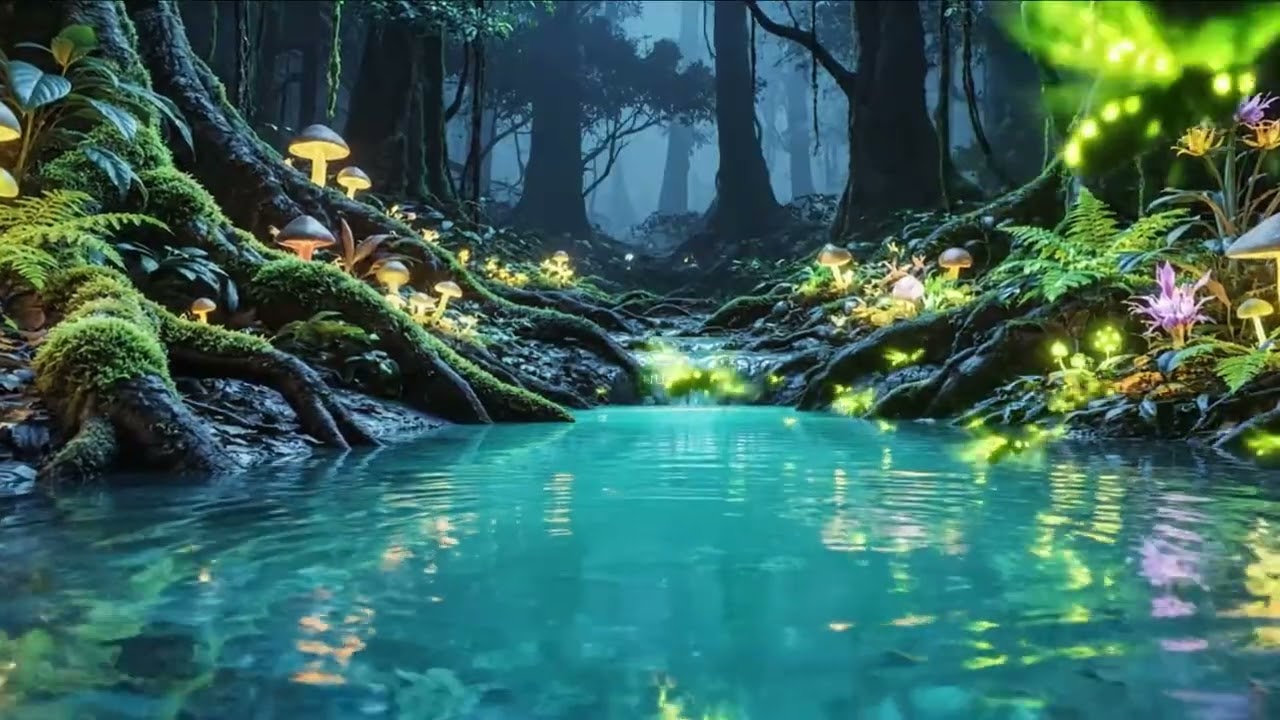 Sacred Forest Spring | Healing Water Sounds & Harp | for Relaxation & Cleansing