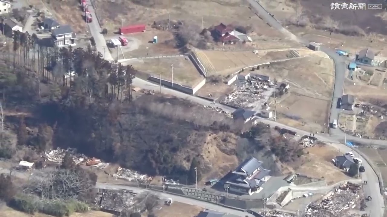 大船渡の山林火災鎮圧、多くの家屋に被害…空撮