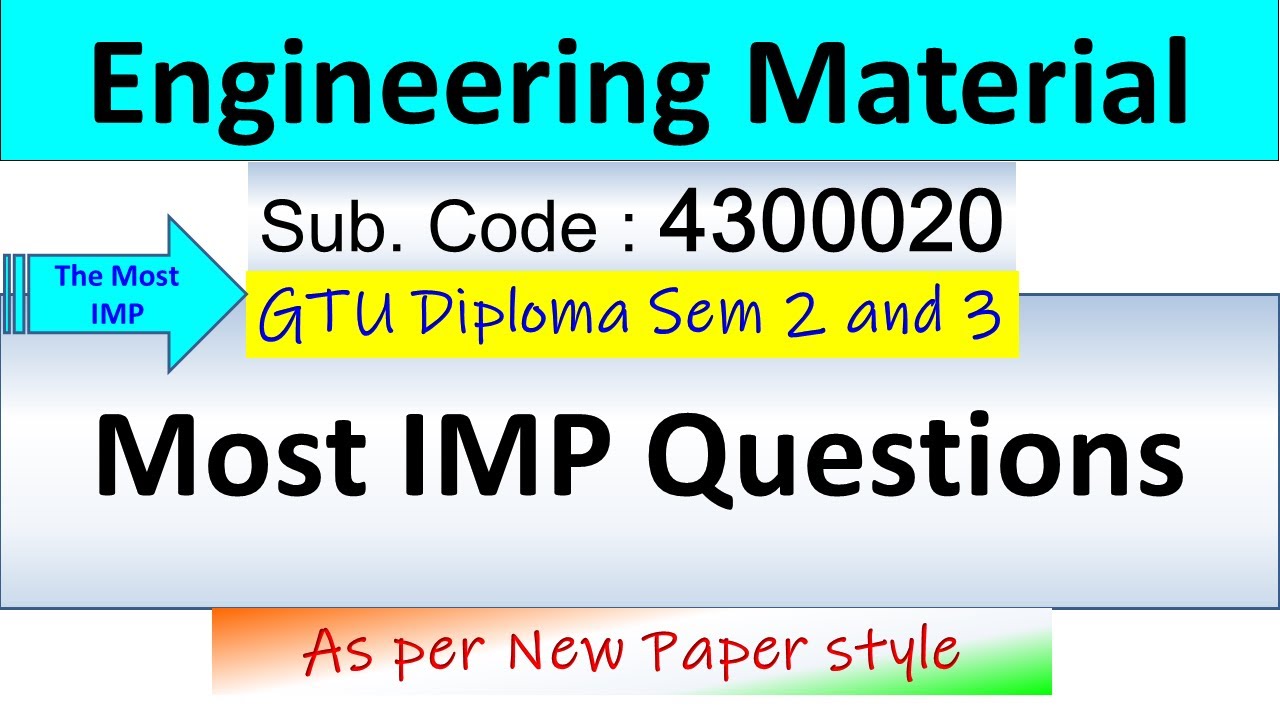 The Most Imp Questions | Engineering Material | GTU| 4300020