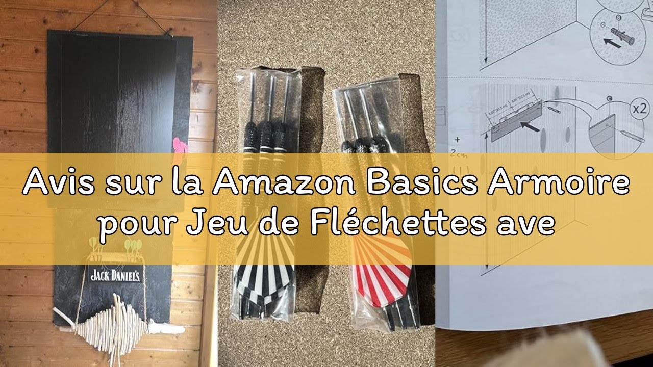 Avis sur la Amazon Basics Armoire pour Jeu de Fléchettes avec 6 Fléchettes à Pointe en Acier, Fibre
