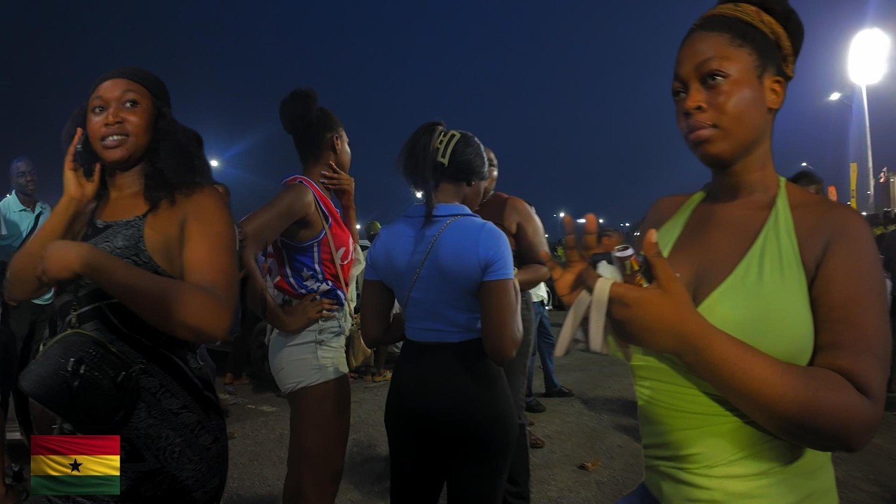 🇬🇭  Nightlife At A University Campus Stadium In Accra Ghana (Game Night)