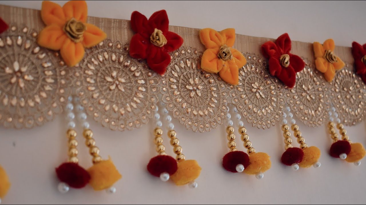 Velvet Fabric Toran Making At Home | Designer Bandanwar // Door Hanging DIY 2022