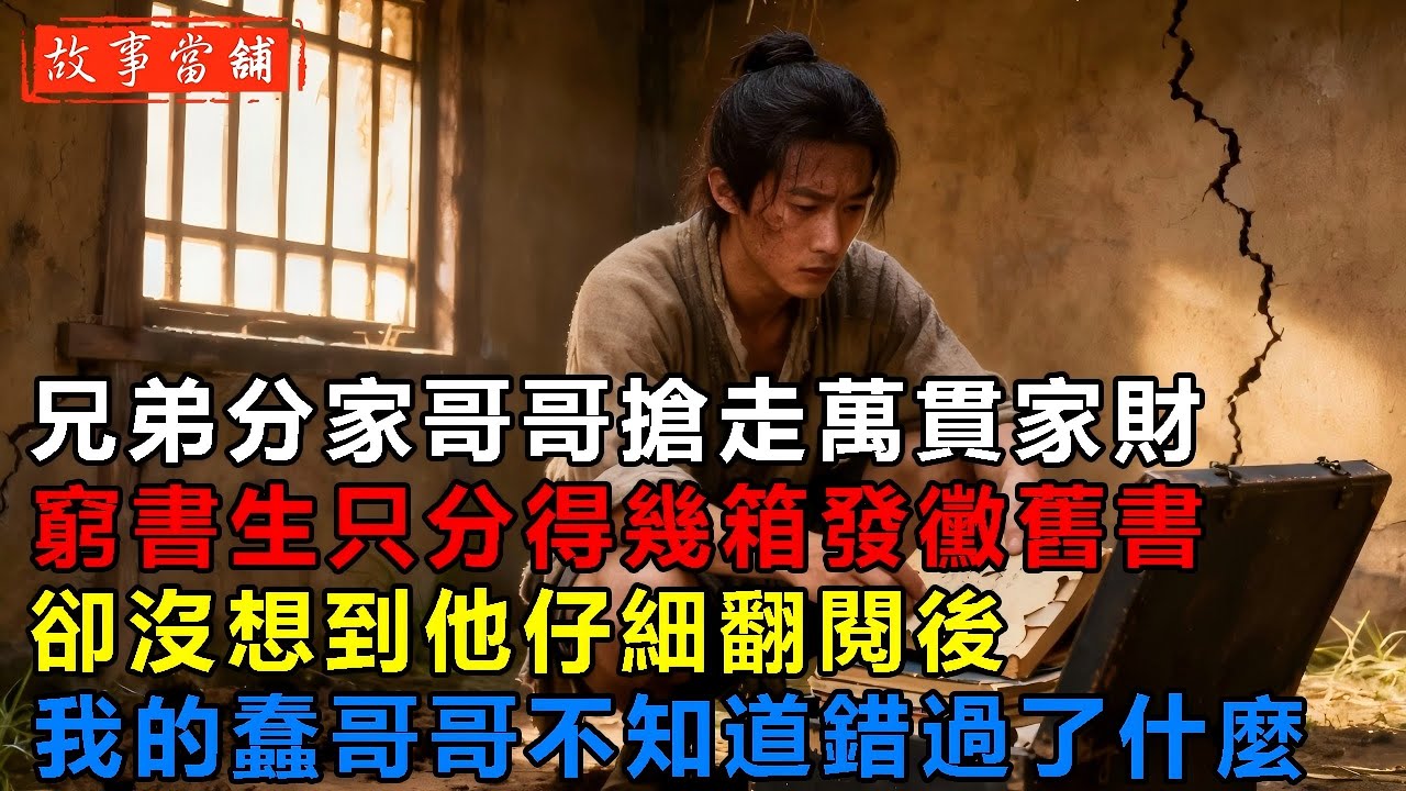 兄弟分家哥哥搶走萬貫家財，窮書生只分得幾箱發黴舊書，卻沒想到他仔細翻閱後，我的蠢哥哥不知道錯過了什麼| 民間故事 | 故事當舖