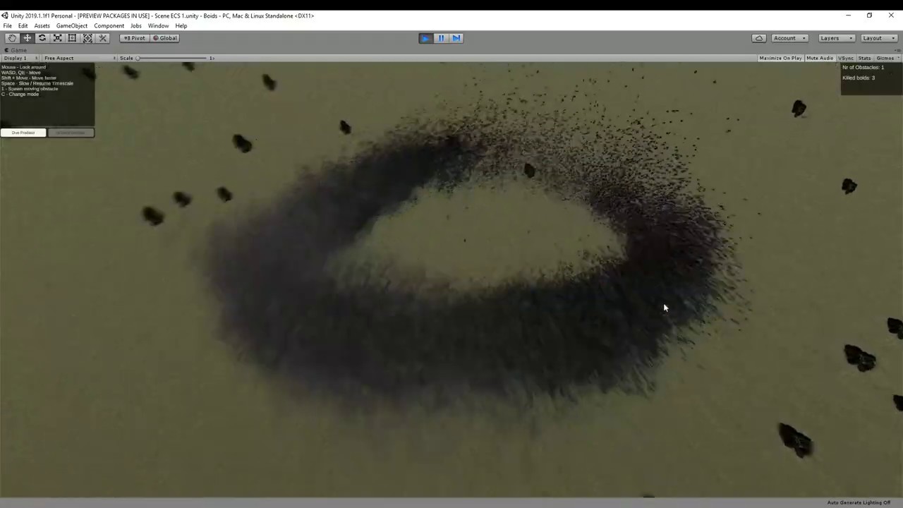 Boids Simulation - Murmuration. 100 000 boids using Unity ECS