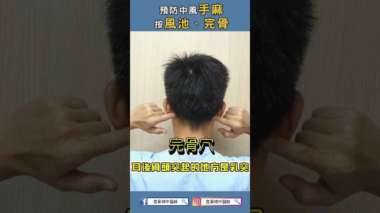 預防中風手麻按風池、完骨