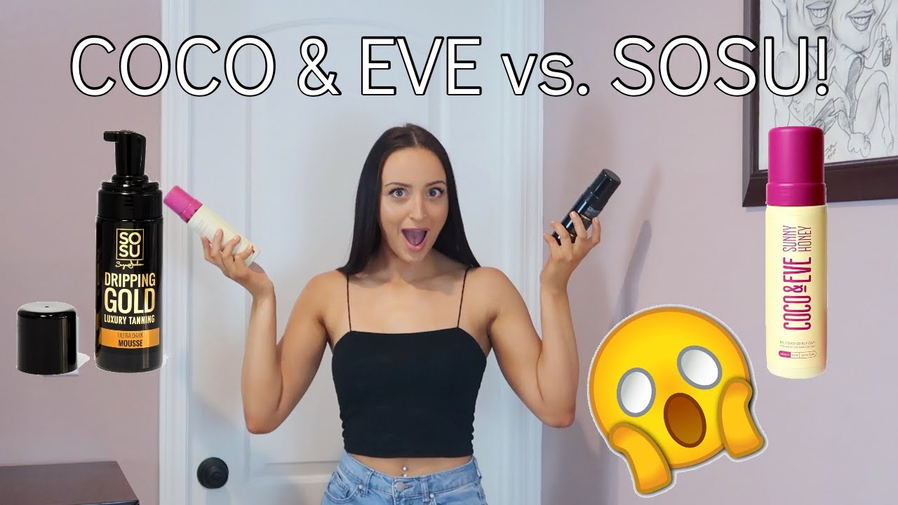 SOSU DRIPPING GOLD LUXURY TANNING MOUSSE vs. COCO & EVE SUNNY HONEY BALI BRONZING FOAM REVIEW + DEMO