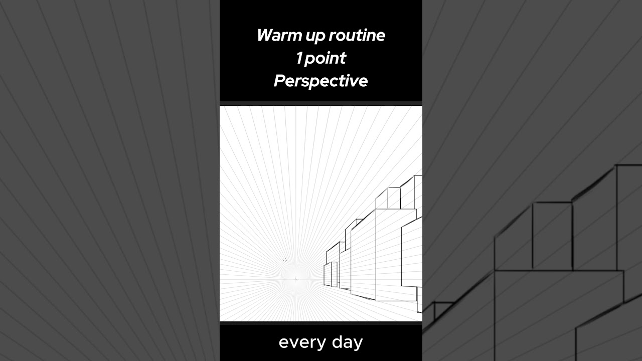 Easy 1 point perspective drawing exercice for beginner 