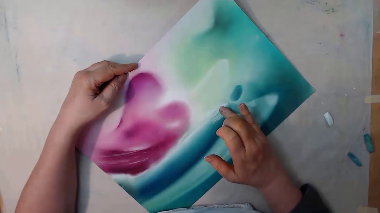 das Engel-Herz - gemalt mit Pastellkreide. Von unvollendet zu vollendet.