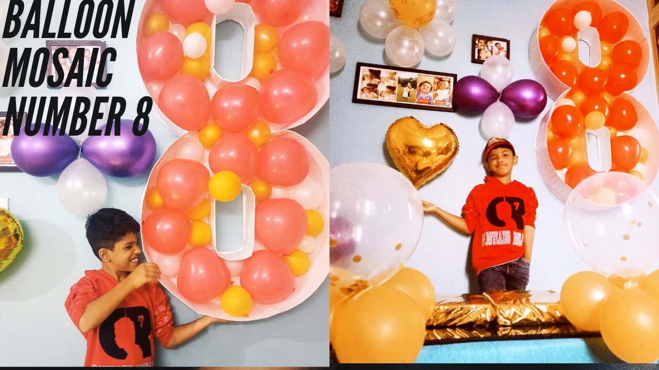 Birthday balloon decoration, balloon mosaic number 8, #balloondecorations #mosaicballoon