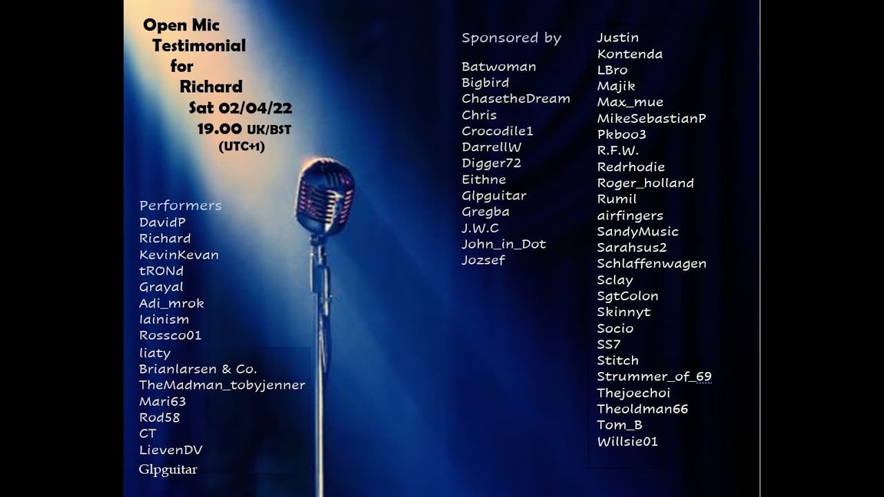 JustinGuitar.com Community Open Mic - 7th and Special Edition for Richard aka close2u (April 2022)